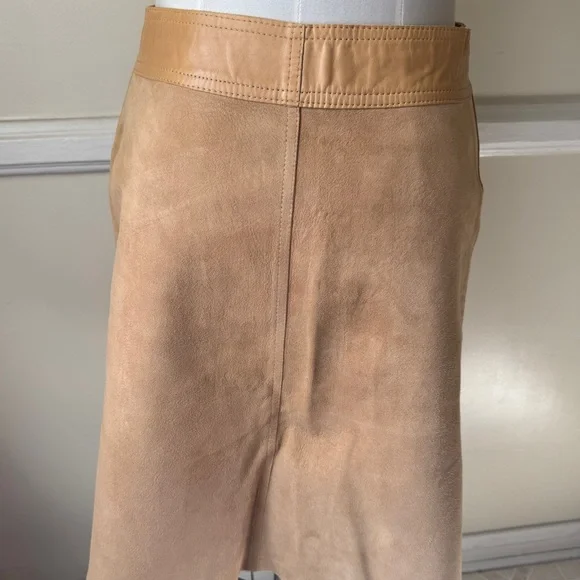 Vintage 70’s suede/leather Reversible A-line Midi Skirt. Snap button front. M - Picture 3 of 13